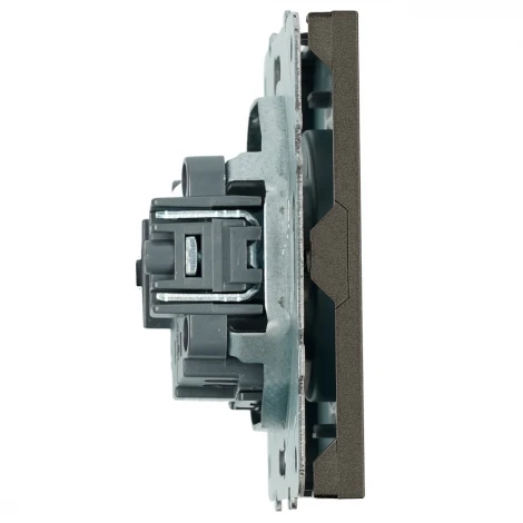 Розетка без заземления со шторками (антрацит, soft touch) Stekker Эмили 49928