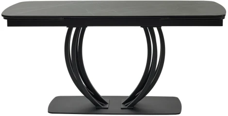 Стол MATERA 160 NERO KL-116 Черный мрамор матовый, итальянская керамика/ черный каркас М-City