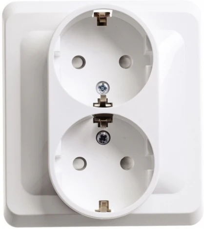 Розетка встраиваемая двойная с заземлением (белый) Systeme Electric Этюд PC16-007B