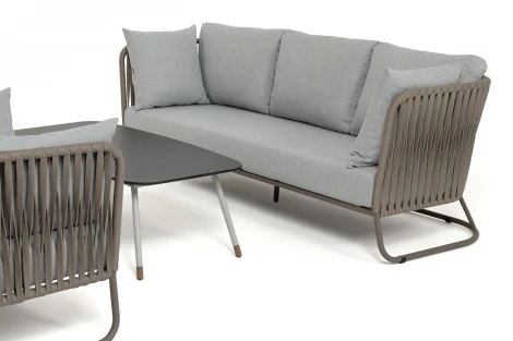 "Багамы" лаунж-зона 5-местная плетеная из роупа (веревки), каркас алюминиевый бежево-серый, роуп серо-коричневый 4SIS арт.УТ-00010248