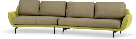 Диван Ispani угловой левый ОГОГО (арт.799392), (Ткань,Экокожа/Коричневый,Зеленый)