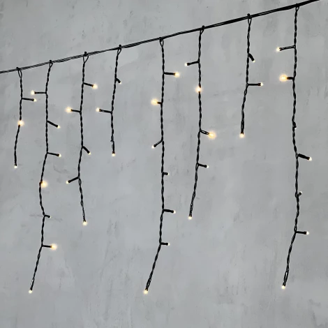 Гирлянда Бахрома 3,1 x 0,5 м тепло-белая 24В, 150 LED, провод черный ПВХ, IP54 Laitcom PIL150-11-1WW