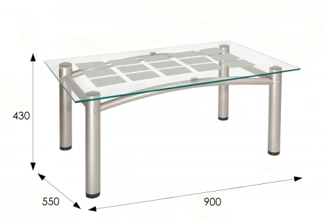 Стол журнальный Робер 3М металлик/прозрачное от фабрики Mebelik