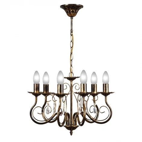 Люстра подвесная Day&Night, 6 ламп, черный с золотом и прозрачным