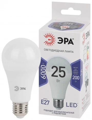 Лампочка светодиодная E27 25W ЭРА LED A65-25W-860-E27
