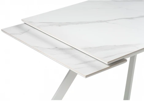 Керамический стол Woodville Габбро 140х80х76 белый мрамор / белый 530829