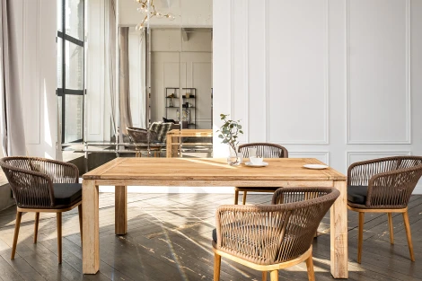 Обеденная группа на 6 персон, стулья Марсель, роуп коричневый 4SIS Мадейра MAD-CM6T1-7-SET brown