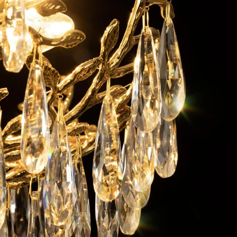 Подвесная люстра Citilux Ritz CL310062 (220V, хрусталь, подвески, на цепи, листья, ветки)