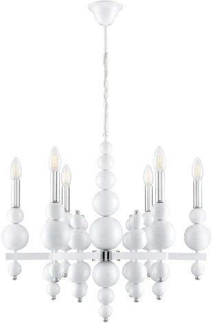 Подвесная люстра Lumion Nana 8260/6 белый/хром, металл E14 6*40W 220V (на цепи, свеча)