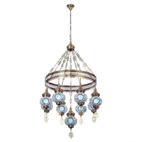 Подвесная люстра с подвесками Citilux Каир CL419186 Мозаика синяя