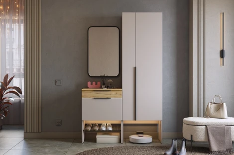 Прихожая "Баско К8" Mebelson (ЛДСП/Дуб крафт золотой,Черный) арт.ПК08Баско.3424