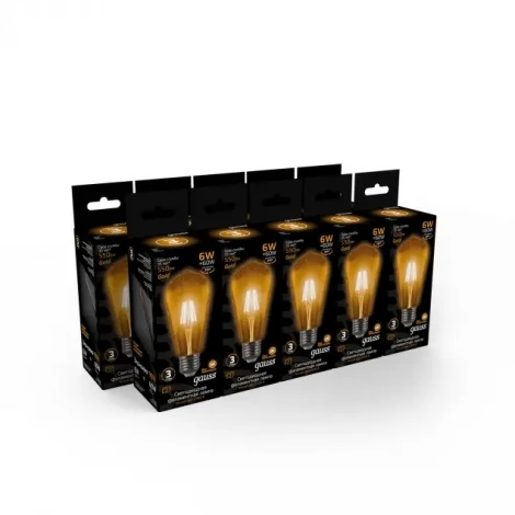Лампочка светодиодная E27 6 Вт 550 lm 2400K теплое желтое свечение Gauss Filament 102802006