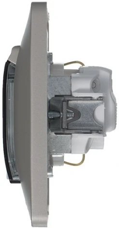 Розетка встраиваемая с заземлением, шторками и крышкой (платина) IP44 Systeme Electric Glossa GSL001248