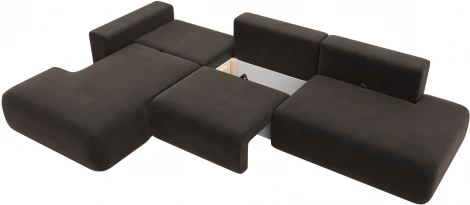 Диван угловой Лига-036 НПБ Модерн Лонг левый угол (Коричневый/Велюр) Лига Диванов арт.121428L