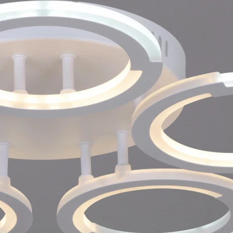 Потолочная люстра светодиодная на штанге с пультом и регулировкой цветовой температуры Reluce 09820-3.3-05 WH (ночной режим, 220V, круглые)