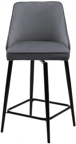 Полубарный стул ПАРКЕР 360 град. поворот. H-14 Серый, велюр / черный каркас, М-City