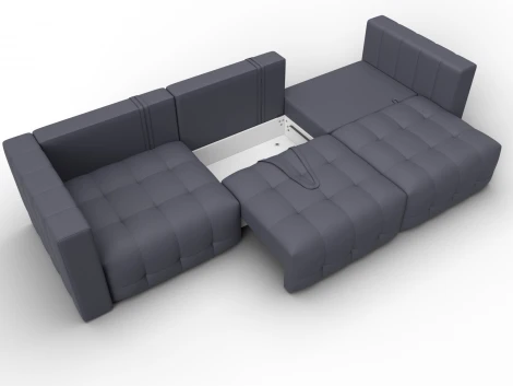 Диван прямой Лига-052 НПБ Лонг (ЛДСП,Брус,Фанера/Пластик/Экокожа/Серый) Лига Диванов 129909