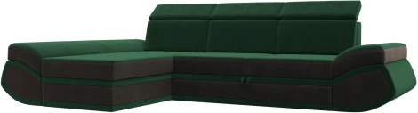 Диван угловой Лига-032 левый угол (Зеленый,Коричневый/Велюр) Лига Диванов арт.121645L