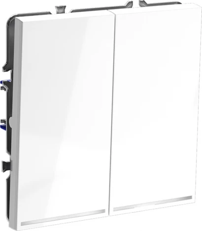 Выключатель двухклавишный с подсветкой (белый глянцевый) Voltum S70 VLS020201