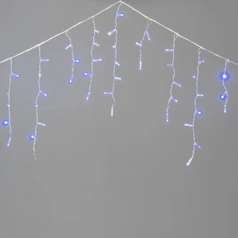 Гирлянда Бахрома с колпачком 3,1 x 0,5 м синяя с мерцанием белого диода 200В, 120 LED, провод прозрачный  ПВХ, IP65 Laitcom PIL120BLWCAP-10-2B