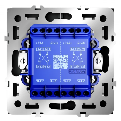 Перекрестный переключатель встраиваемый IP30 Voltum S70 VLS020508 двухклавишный 10А, (черный матовый)