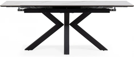 Керамический стол Woodville Бронхольм 140(200)х80х77 белый мрамор / черный 532396