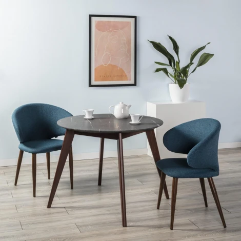 Стол R-Home Лунд круглый д.960 мрамор Графит Темный орех