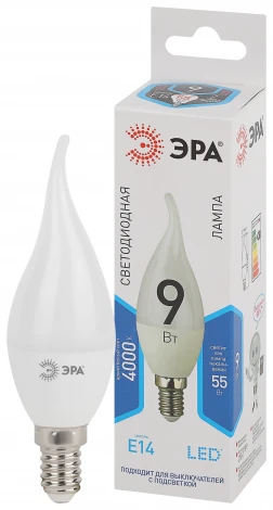 Лампочка светодиодная E14 9W ЭРА LED BXS-9W-840-E14