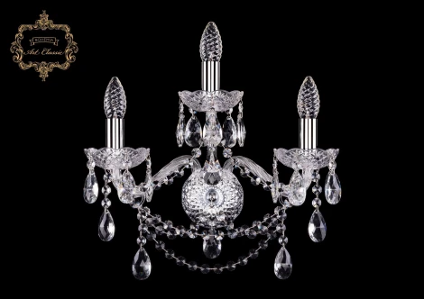 Бра Art Classic 10.25 10.25.2+1.165.Cr.Sp (220V, хрусталь, подвески, подсвечник, свеча)