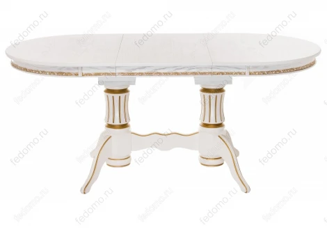 Деревянный стол Woodville Герцог молочный с золотой патиной 406086