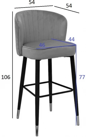 Cтул барный велюр серо-коричневый 54*54*106см с ч/б спинкой Garda Decor арт.30C-309W SER