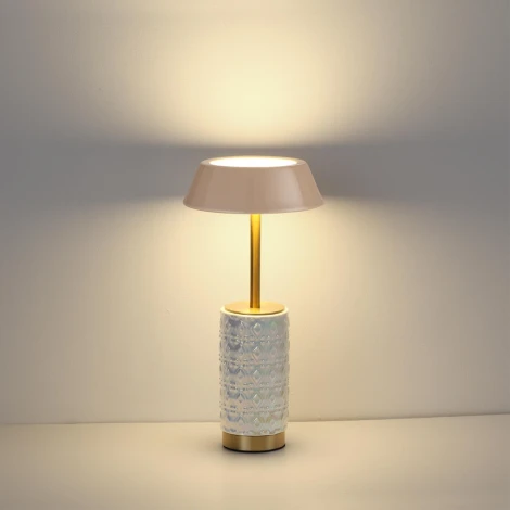 Настольная лампа беспроводная Odeon Light Lulu 5454/8TLA светлая бронза/бежевый/жемчужный/металл/керамика LED*8W 3000K