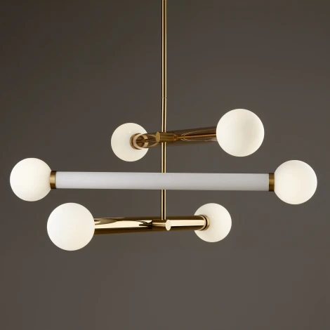 Потолочная люстра на штанге Freya Cross FR5381PL-06G (220V, шарики)
