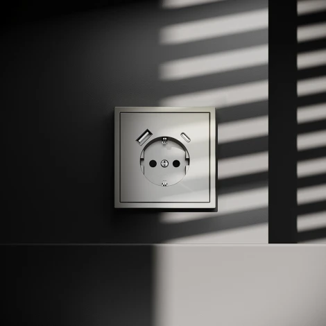 Розетка с заземлением, шторками и USB Type A+С (шелк) Voltum S70 VLS040504