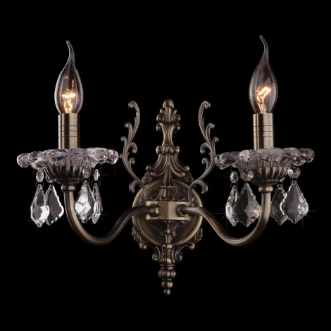Бра Eurosvet 3281 3281/2 античная бронза / прозрачный хрусталь (220V, хрусталь Strotskis, подвески, подсвечник, свеча)