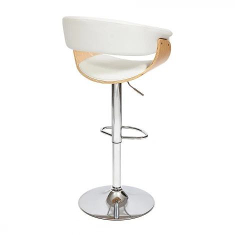 Барный стул VIMTA (mod.4021S) белый/натуральный/хром (металл/дерево/экокожа)