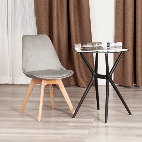 Стул TULIP SOFT (mod. 053V) / 1 шт. в упаковке (Дерево,Пластик,Вельвет /Светло-серый)