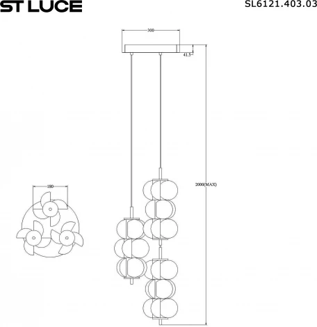 Подвесной светильник ST Luce Talisman SL6121.403.03 Черный/Белый LED 3*8W 3000K (220V, на проводе)