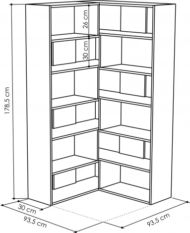 Стеллаж Прямые MOLLY BOOKCASE NO.4 (ЛДСП/Темно-серый) LEVE