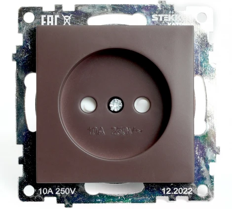 Розетка без заземления со шторками (коричневый) Stekker Катрин 49025