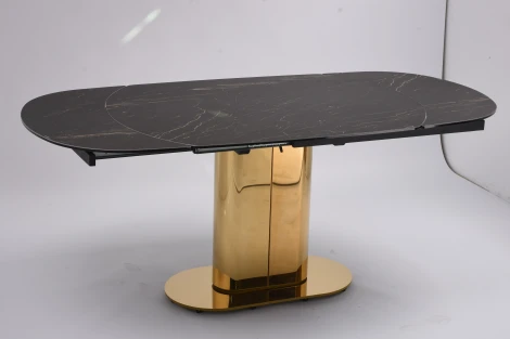 Стол обеденный раскладной Атриум-2 MC3035-120B, 120(30+30)х90х77 см, черная керамика IST-CASA