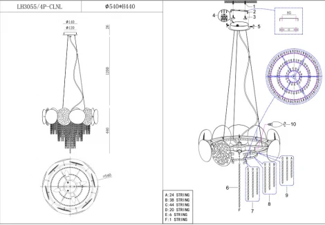 Подвесная люстра Lumien Hall Tesiya LH3055/4P-CLNL