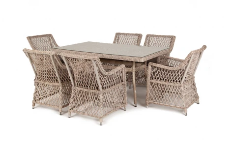 Обеденная группа плетеная, цвет бежевый 4SIS Латте LC6T-7-SET beige