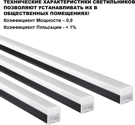 Светильник линейный Novotech Bits 359113, IP20 LED 50W 4000K черный (220V)
