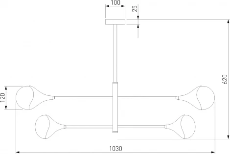 Потолочная люстра Wi-Fi на штанге Eurosvet Calyx 60168/8 латунь (220V, управление смартфоном, голосовое управление, умный дом - Minimir Home, Алиса, Маруся, Салют, шарики)