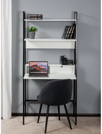 Письменный стол Woodville Минден с надстройкой белое тиснение / черный 553627