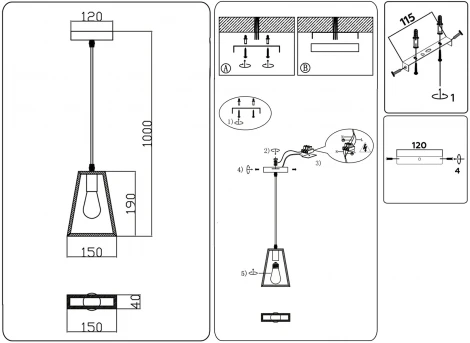 Подвесной светильник Ambrella Traditional TR80497 (220V, на проводе)
