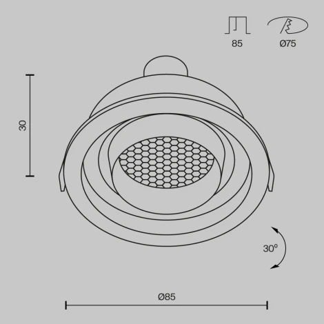 Встраиваемый светильник Maytoni Atom DL113-GU10-01-RD-W (220V, круглые)