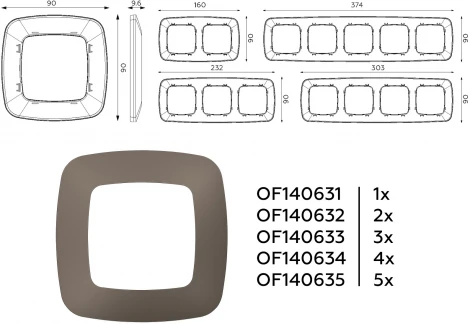Рамка Ambrella Volt OMEGA Ecta (Темная бронза матовый) 1-ая OF140631