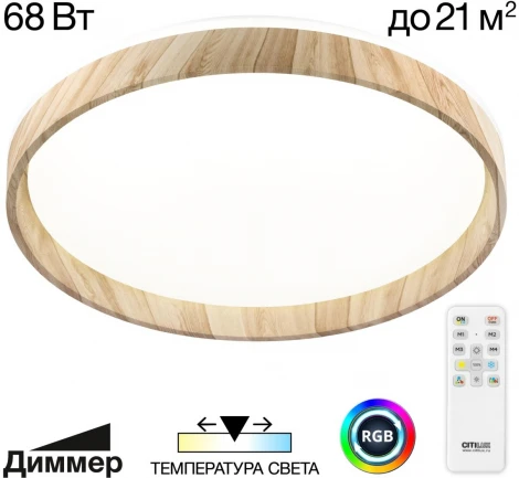 Потолочный светильник RGB круглый светодиодный с пультом Citilux Enzo CL753452G (220V, круглые)